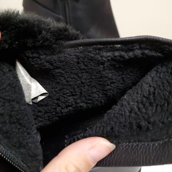 NEW AQUATALIA 3” Black Leather Cameron Insulated Wedge Boots - Picture 4 of 14